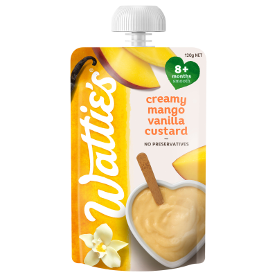 Wattie's For Baby Creamy Mango Vanilla Custard 8+ Months Smooth 120g