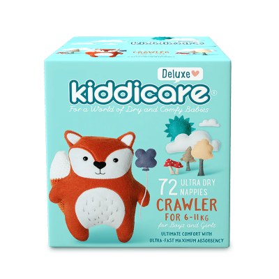Kiddicare Deluxe Ultra Dry Nappies Boys & Girls 6-11kg Crawler 72pk