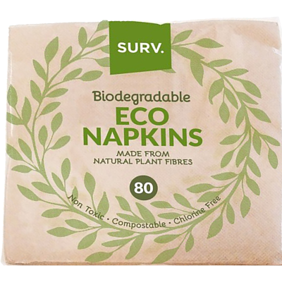 Surv Biodegradable Eco 2ply Napkins 80pk