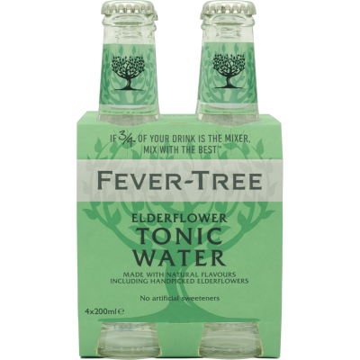 Fever-Tree Elderflower Tonic Water Bottles 4 x 200ml