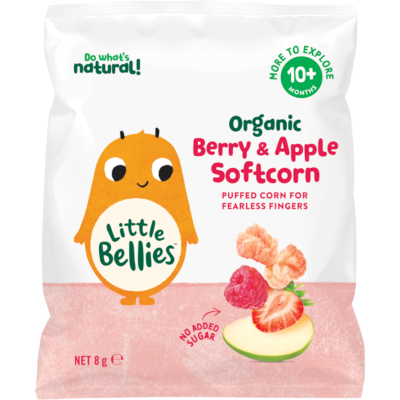 Little Bellies Organic Berry & Apple Softcorn 10+ Months 8g