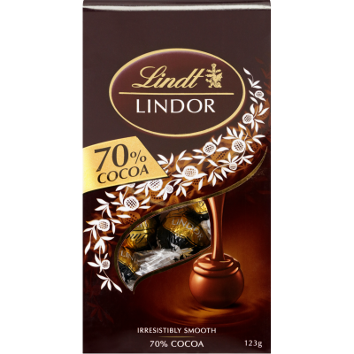 Lindt Lindor 70% Cocoa Chocolates Pouch 123g