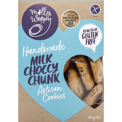 Molly Woppy Handmade Milk Choccy Chunk Gluten Free Artisan Cookies 185g