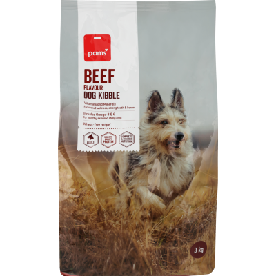 Pams Beef Flavour Dog Kibble 3kg