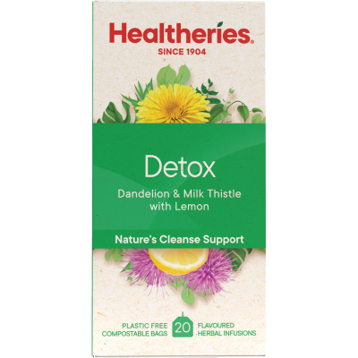 Healtheries Detox Dandelion & Milk Thistle With Lemon Tea Bags 20pk