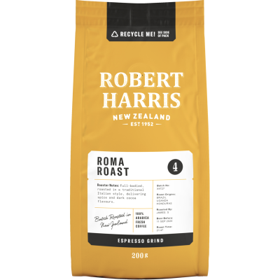 Robert Harris Roma Roast Espresso Grind 100% Fresh Arabica Coffee 200g