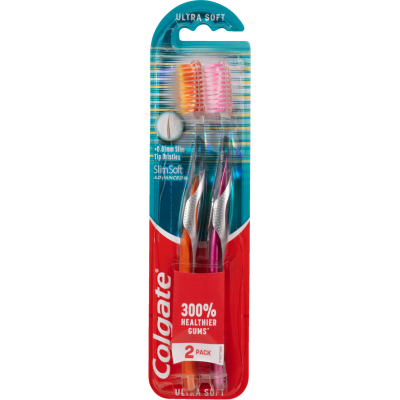 Colgate Slim Soft Ultra Soft Toothbrush 2pk