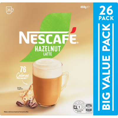 Nescafe Hazelnut Latte Coffee Sachets 26 x 18g