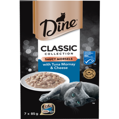 Dine Classic Collection Saucy Morsels With Tuna Mornay & Cheese Wet Cat Food 595g