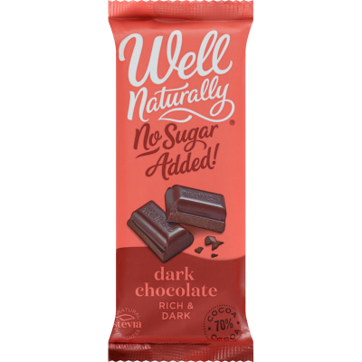 Well Naturally No Sugar Added Rich & Dark Chocolate Block 90g
