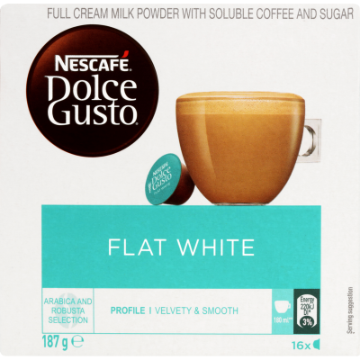 Nescafe Dolce Gusto Flat White Coffee Capsules 16 x 11.7g