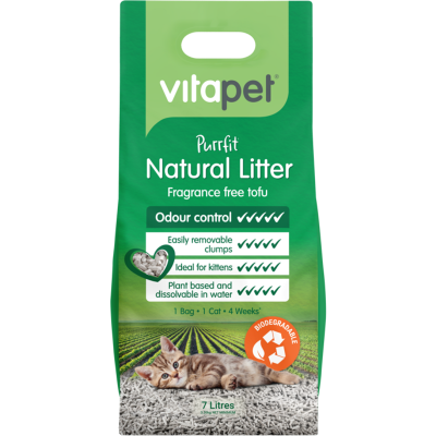 VitaPet Purfitt Fragrance Free Tofu Natural Cat Litter 7l