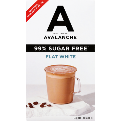 Avalanche 99% Sugar Free Flat White Coffee Sticks 10 x 14g