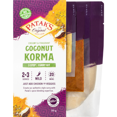 Patak's Creamy & Fragrant Coconut Korma Curry Kit 315g