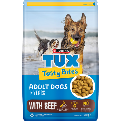 Purina TUX Tasty Bites Adult Beef Dry Dog Food 3kg