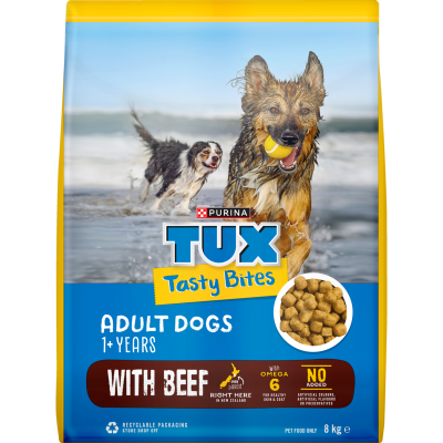 Purina TUX Tasty Bites Adult Beef Dry Dog Food 8kg