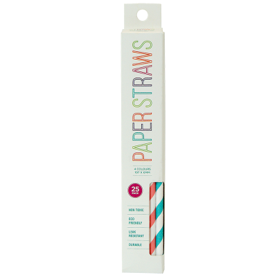 Surv Coloured Paper Straws 25pk