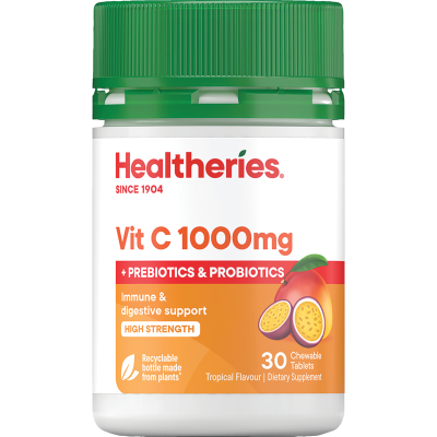 Healtheries Vit C 1000mg Tropical Flavour Chewable Tablets 30pk