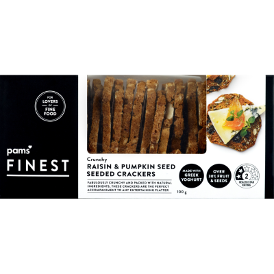 Pams Finest Crunchy Raisin & Pumpkin Seed Seeded Crackers 100g