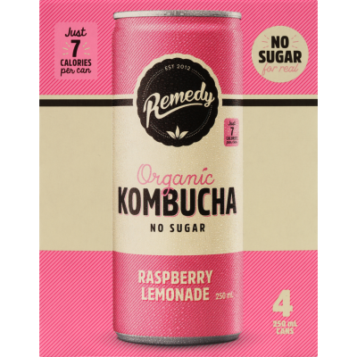 Remedy Raspberry Lemonade Organic Kombucha 4 x 250ml