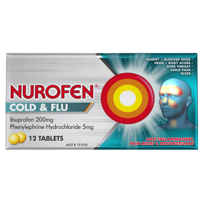 Nurofen Cold & Flu Pe 200mg Ibuprofen Tablets 12pk