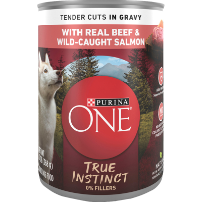 Purina ONE True Instinct Tender Cuts in Gravy With Real Beef & Wild-Caught Salmon Wet Dog Food 369g