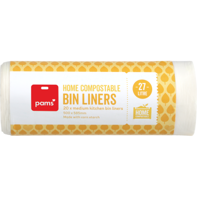 Pams Home Compostable Bin Liners 27L 20pk