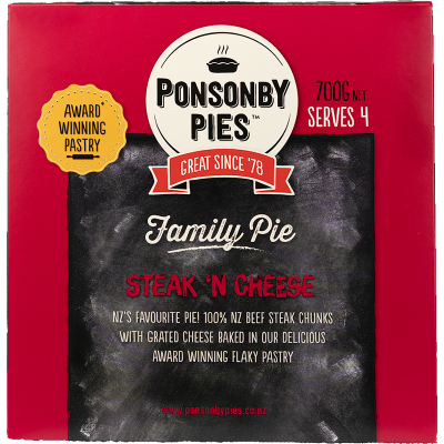 Ponsonby Pies Steak & Cheese Family Pies 700g