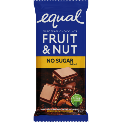 Equal No Sugar Added Fruit and Nut Chocolate Block 85g