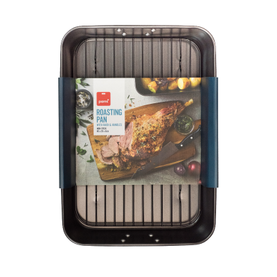 Pams Non Stick Roasting Pan With Rack & Handles 40 x 28cm ea