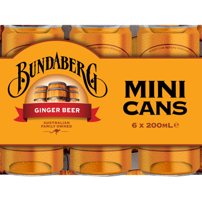 Bundaberg Ginger Beer Mini Cans 6 x 200ml