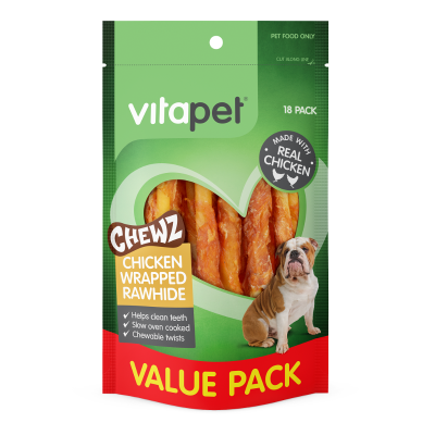 VitaPet Chewz Chicken Wrapped Rawhide Dog Treats 18pk