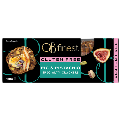 OB Finest Gluten Free Fig & Pistachio Speciality Crackers 130g