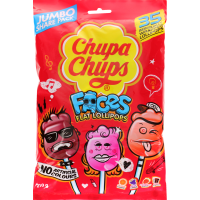 Chupa Chups Faces Flat Lollipops 210g