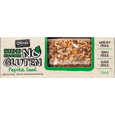 Olina's Bakehouse Gluten Free Pepita Seed Crackers 100g