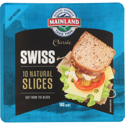 Mainland Sweet & Nutty Swiss Natural Cheese Slices 180g