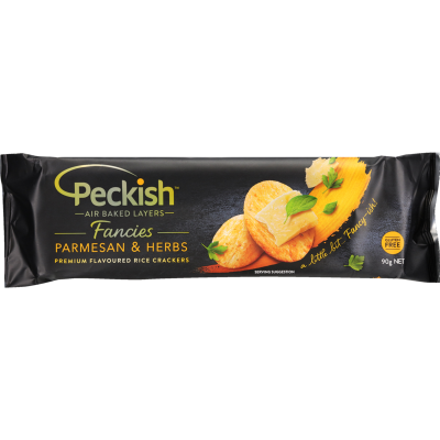 Peckish Fancies Parmesan & Herbs Premium Flavoured Rice Crackers 90g