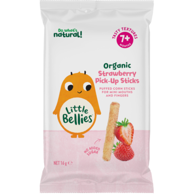 Little Bellies Organic Strawberry Pick-Up Sticks 7+ Months 16g