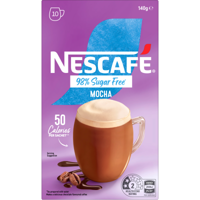 Nescafe 98% Sugar Free Mocha Coffee Sachets 10 x 14g