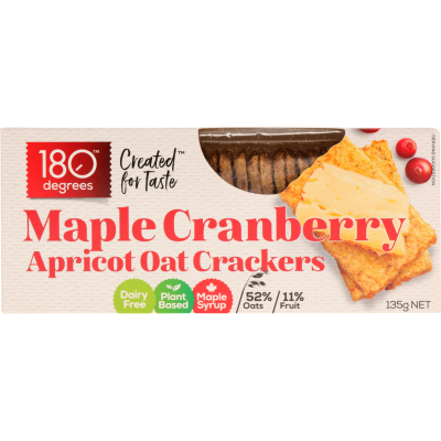 180 Degrees Cranberry & Apricot Oat Crackers 135g
