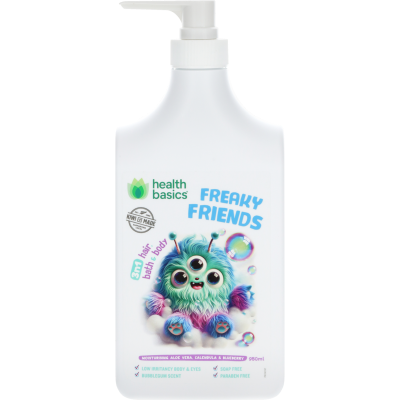 Health Basics Freaky Friends 3 In 1 Bubblegum Hair Bath & Body Wash 950ml