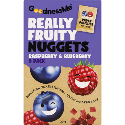 GoodnessMe Raspberry & Blueberry Really Fruit Nuggets 8 x 15g