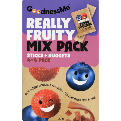 GoodnessMe Real Fruity Mix Pack Sticks + Nuggets 120g