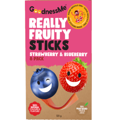 GoodnessMe Strawberry & Blueberry Really Fruity Sticks 120g