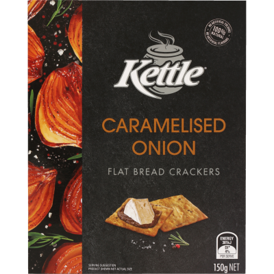Kettle Chip Company Flat Bread Caramelised Onion Crackers 150g