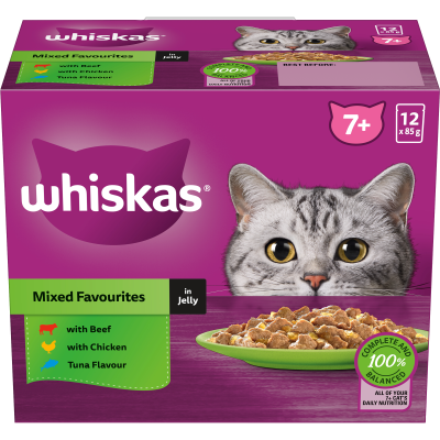 Whiskas Mixed Favourites in Jelly Senior Wet Pouches Cat Food 1020g