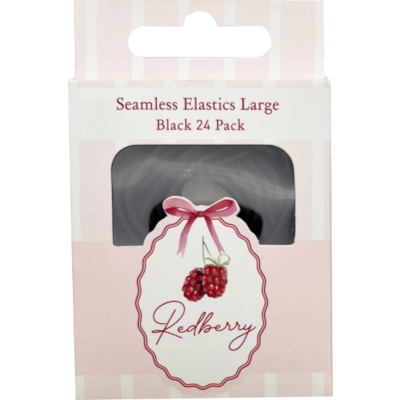 Korbond Redberry Seamless Elastics Large Black 24pk