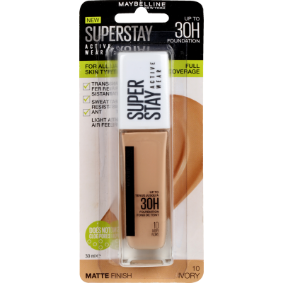 Maybelline New York Superstay Active Wear Ivory 10 Full Coverage Foundation 1pk