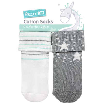 Rocco & Tolly Cotton Socks 0-6 Months 2pk