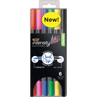 Bic Intensity Dual Tip Felt Pens 6pk